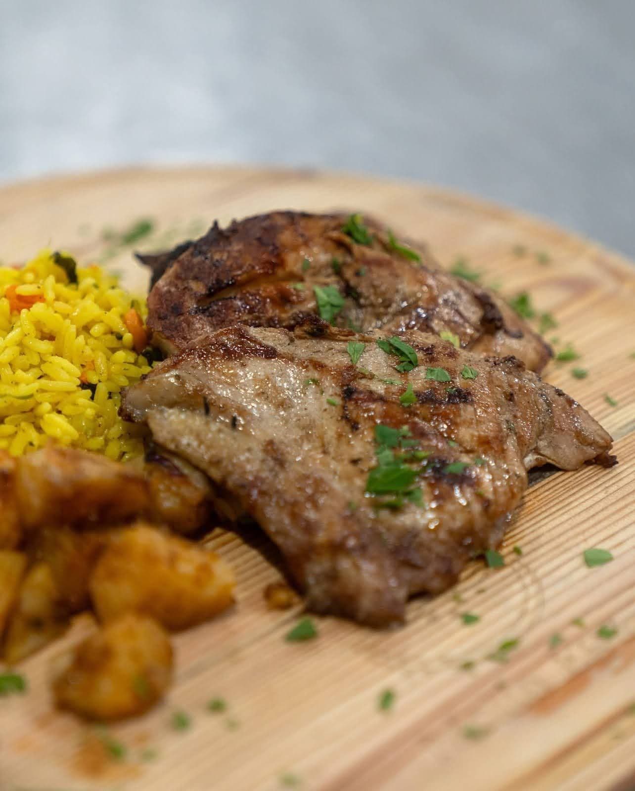Traditional menu with grilled turkey meat